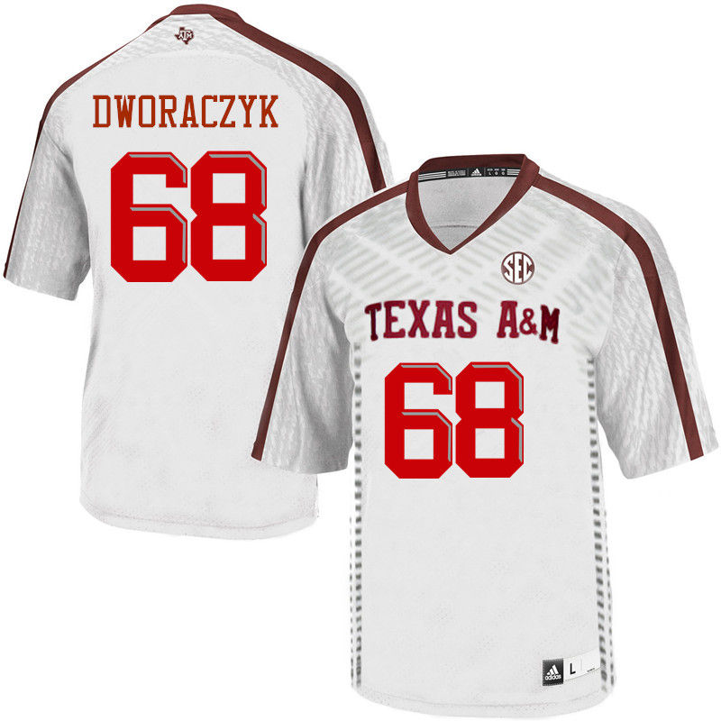 Men #68 Justin Dworaczyk Texas A&M Aggies College Football Jerseys-White - Click Image to Close